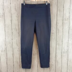 COS Blue/Gray Slim-fit Ankle Trousers with Ankle Zips Stretch Cotton Pant Size 6